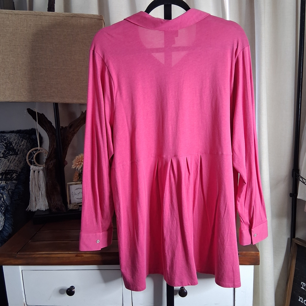 J. Jill Button-front Long Sleeve Tunic Womens Size 2X - Picture 2 of 8